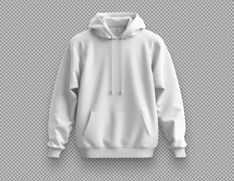 White Hooded Sweatshirt Isolated on a Transparent Background