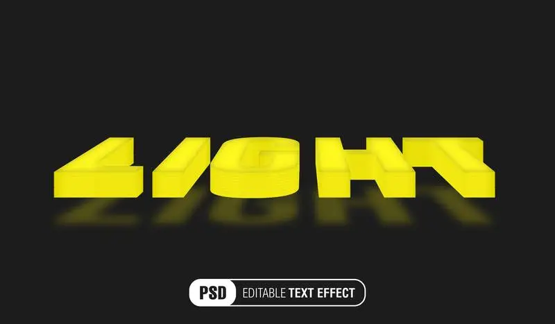 Light Neon Text Effect with Shape over Black Surface