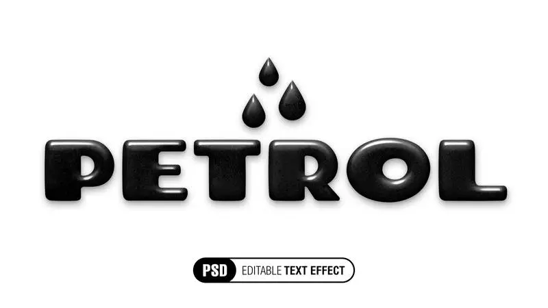 Black Petrol Liquid 3D Text Effect over White Background