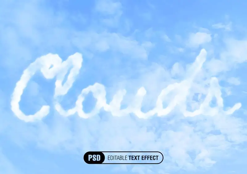 White Clouds Text Effect over Blue Sky