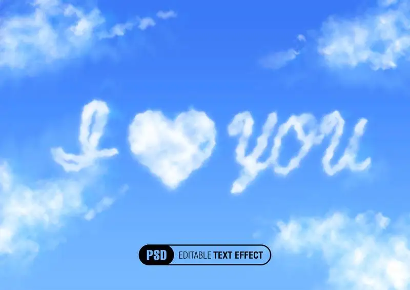 Blue Cloudy Sky with Clouds Text Effect