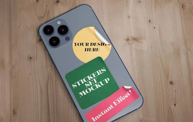 Mockup of Stickers Set on a Smartphone