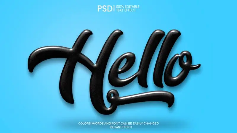 Black Inflated 3D Text Effect