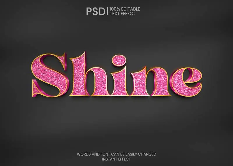 Pink and Gold Glitter Text Effect
