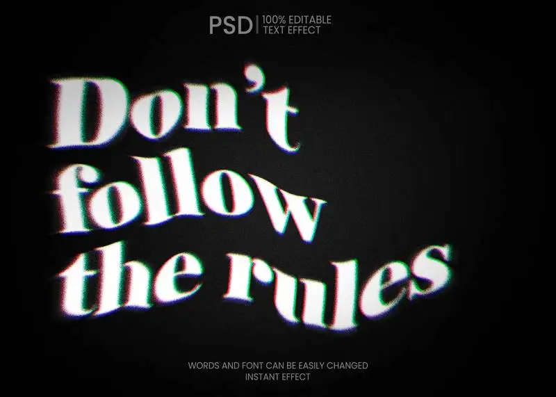 Distorted Black and White Text Effect