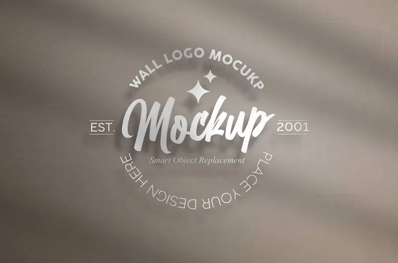 Elegant Logo Mockup on Beige Wall with Soft Shadows