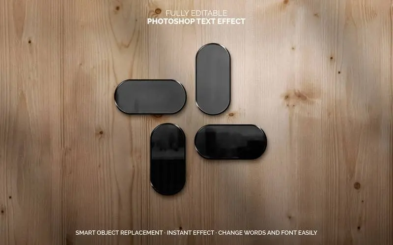 Black Glossy 3D Logo Mockup on a Wooden Wall