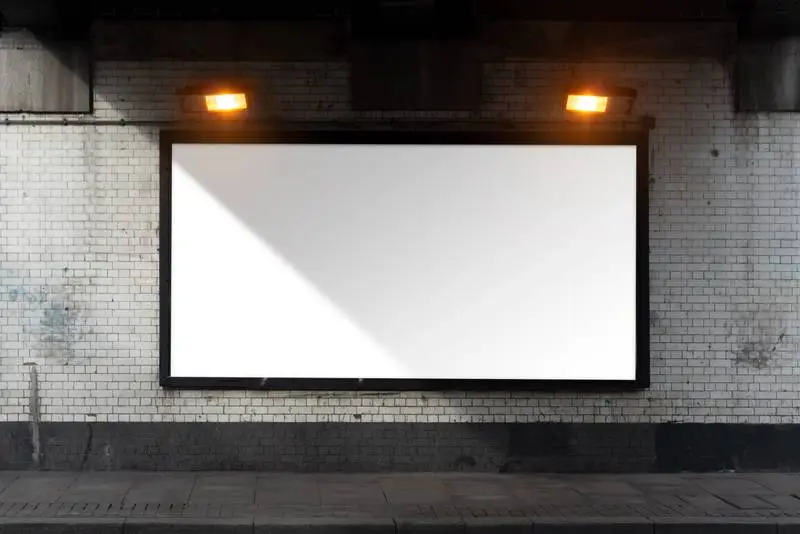 Horizontal White Panel under Bridge with Two Spotlights