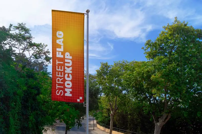 Vertical Banner Mockup on Background of Plants