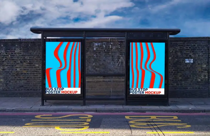 Bus Stop Poster Collection Mockup