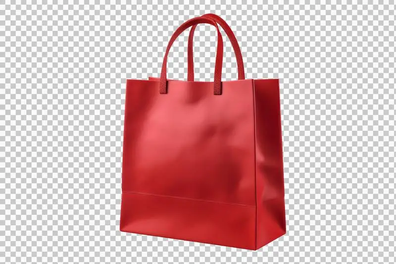 Chic Red Leather Bag Isolated on Transparent Background