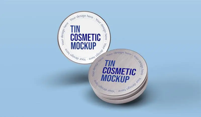 Mockup Collection of Single Metal Tins on Colored Background