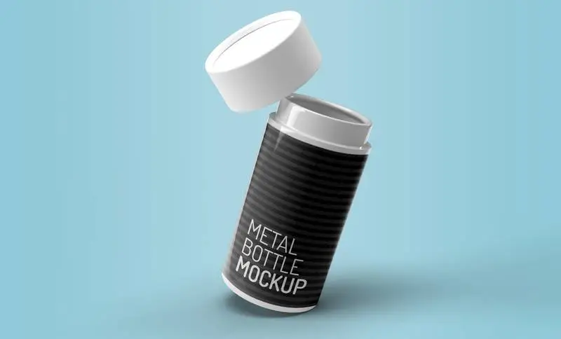 Mockup of White Plastic Bottle with Open Lid on Colored Background