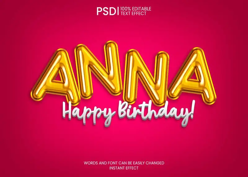 Golden Balloon and White Text Effect on Red Background