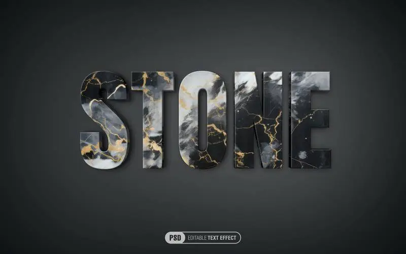 Black and Gold Marble Text Effect