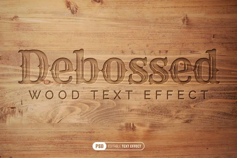 Debossed Wood Text Effect