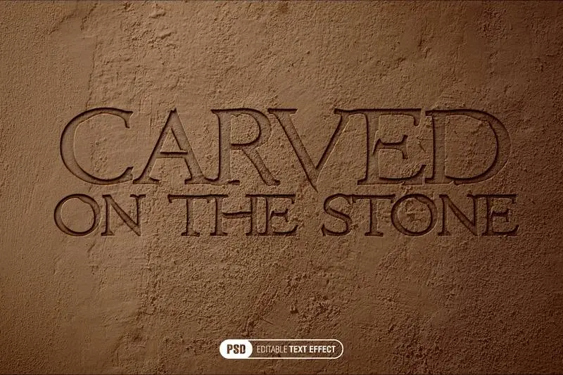 Editable Carved on Stone Text Effect