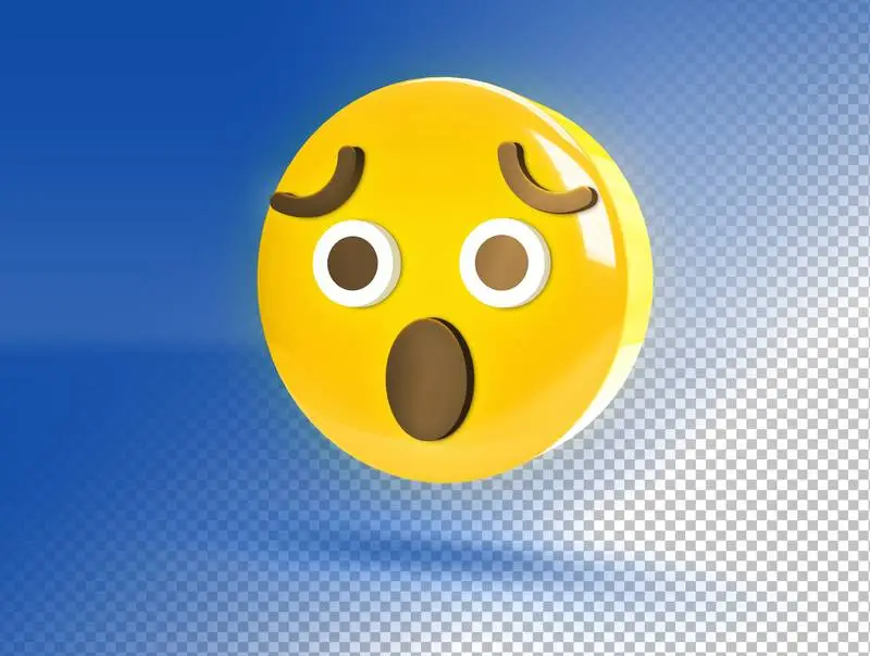 Circular 3D Emoji with sad and amazed face