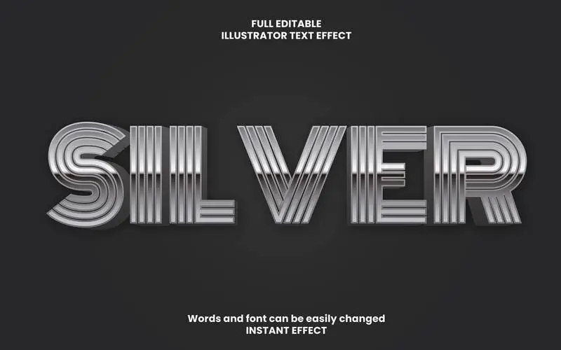 Silver Text Effect Vector