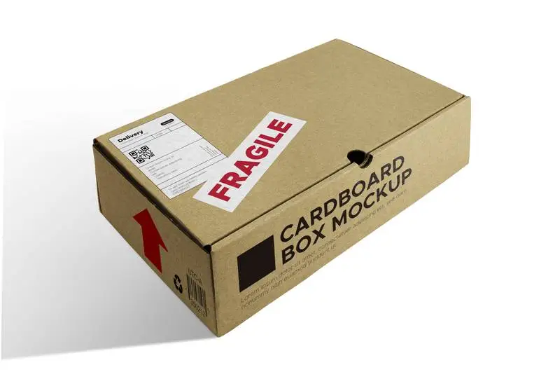 Cardboard Box Mockup Isolated