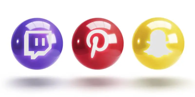 D Glowing Spheres with Social Media Logos PSD Templates