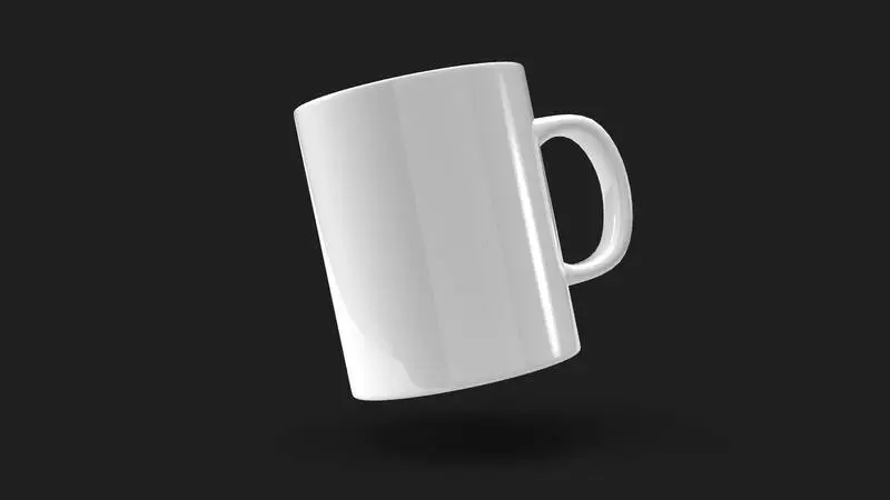 White Mug on Black Background Photo