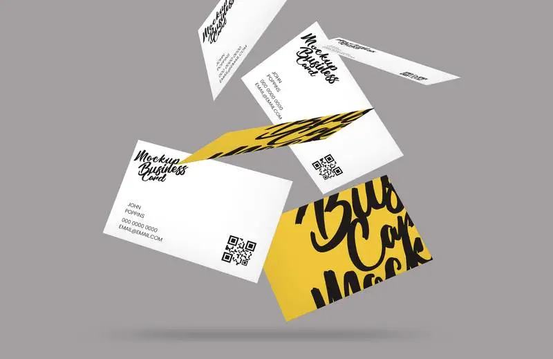 Falling Business Cards Mockup PSD