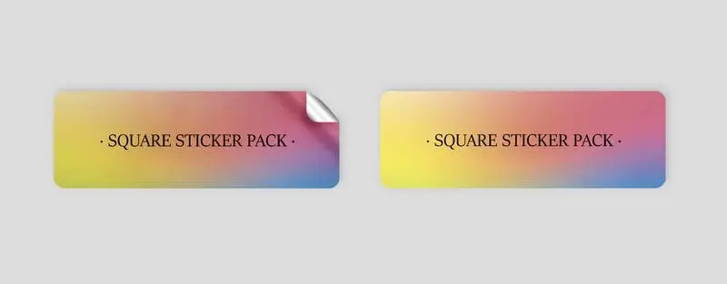 Pack of Rectangle Stickers Mockup PSD