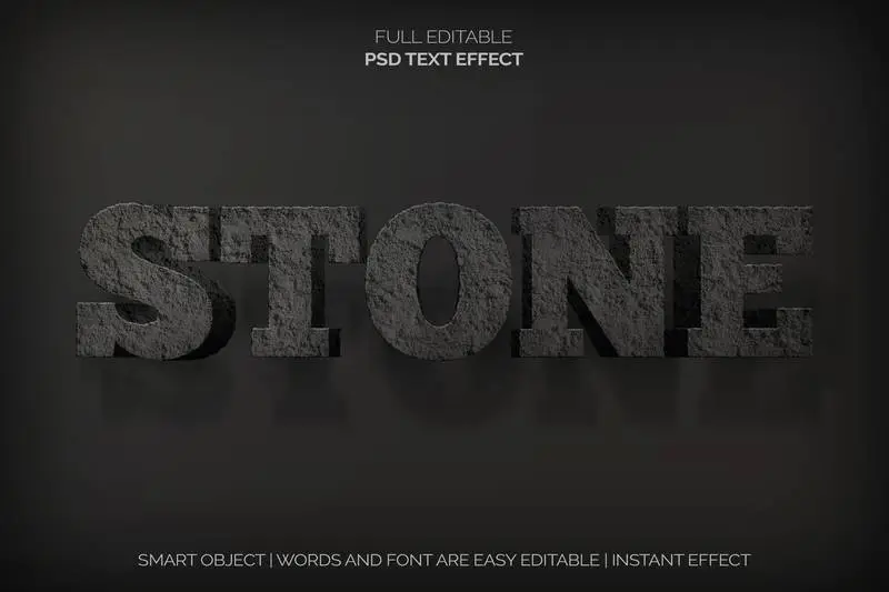 Stone Text Effect PSD