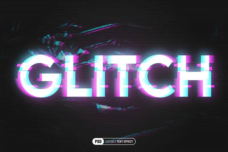 Glitch Text Effect PSD