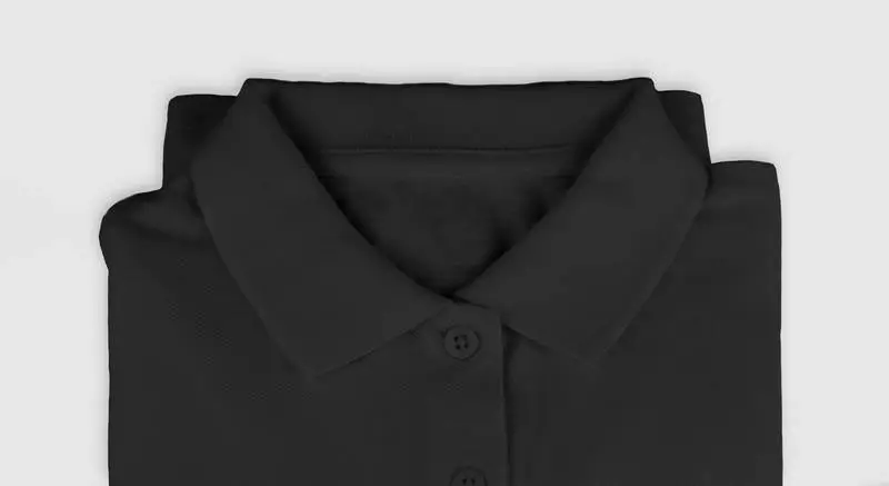 Folded Black Polo Shirt Label Photo