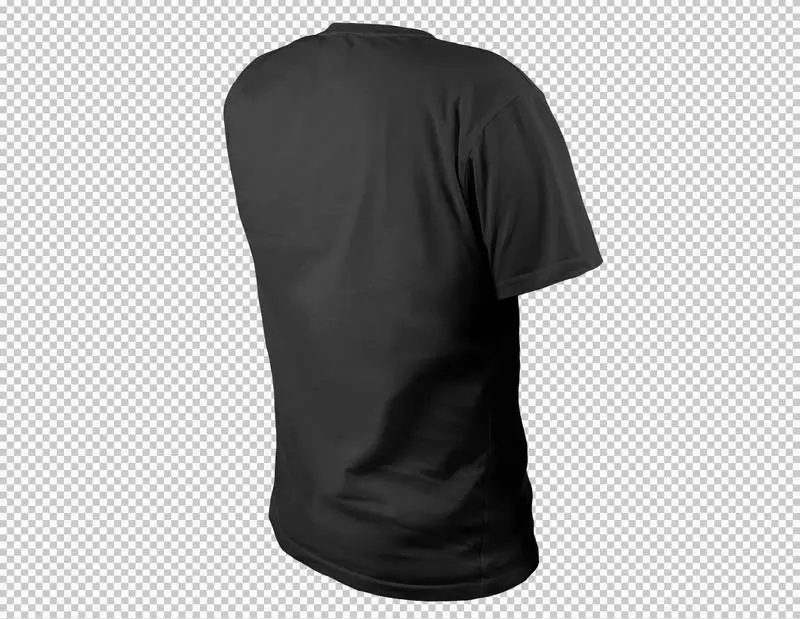 Back Black T-shirt on a Transparent Background PNG