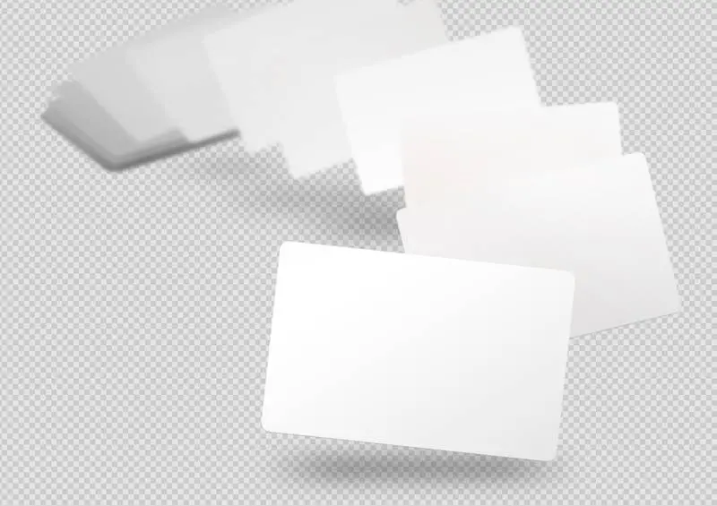 Floating Blurred Business Cards PNG