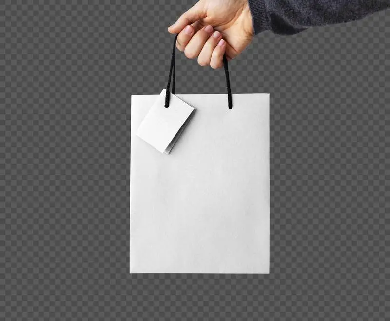 Gift Bag with Label Held by Hand PNG