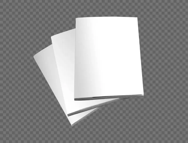 Three White Plain Magazines with Shadow PNG