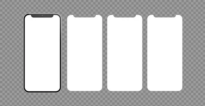 Set of Four Smartphones Screens PNG