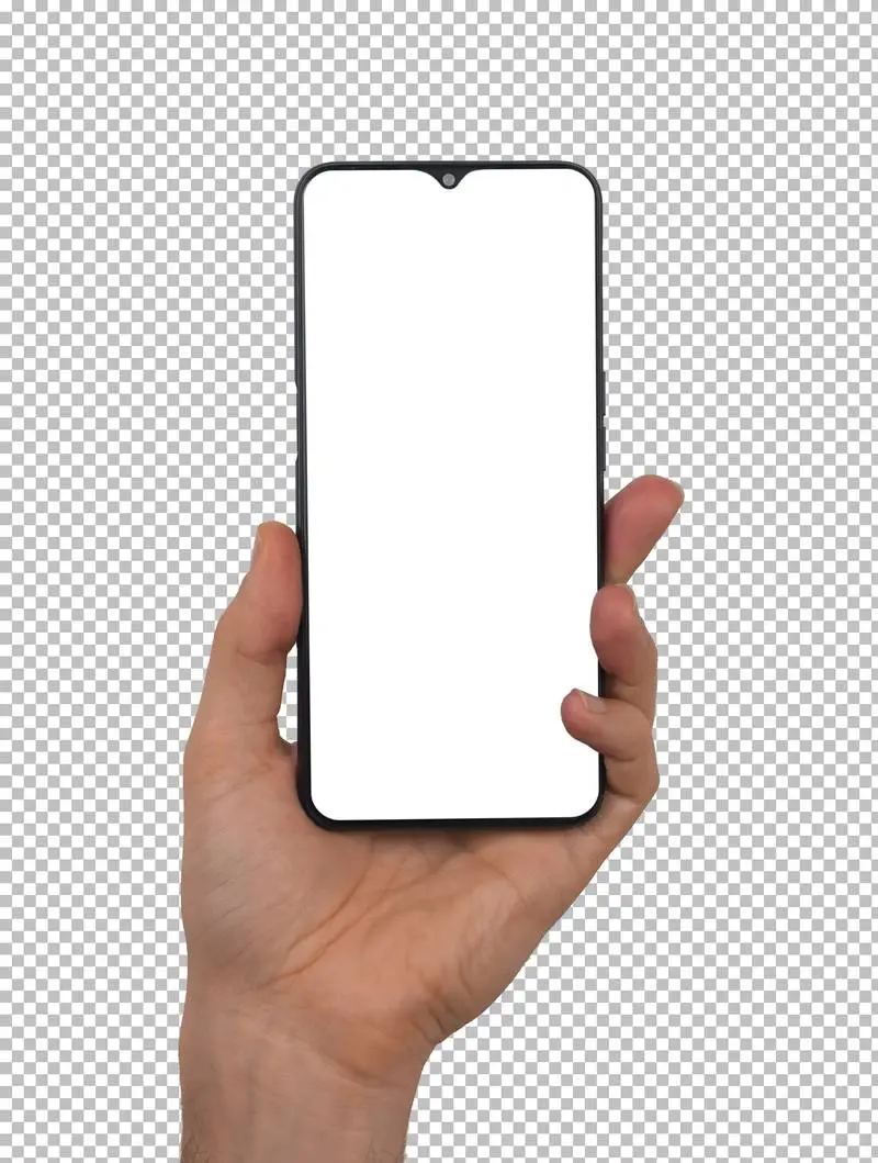 Hand with a White Screen Smartphone PSD
