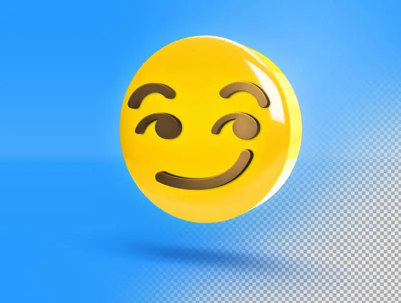 Circular 3D Emoji with Funny Smile PNG