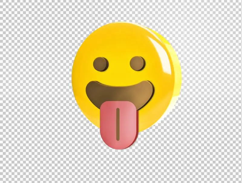 Circular 3D Emoji with Funny Smile PNG Resources