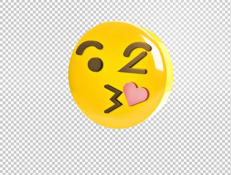 Circular 3D Kissing Emoji PNG