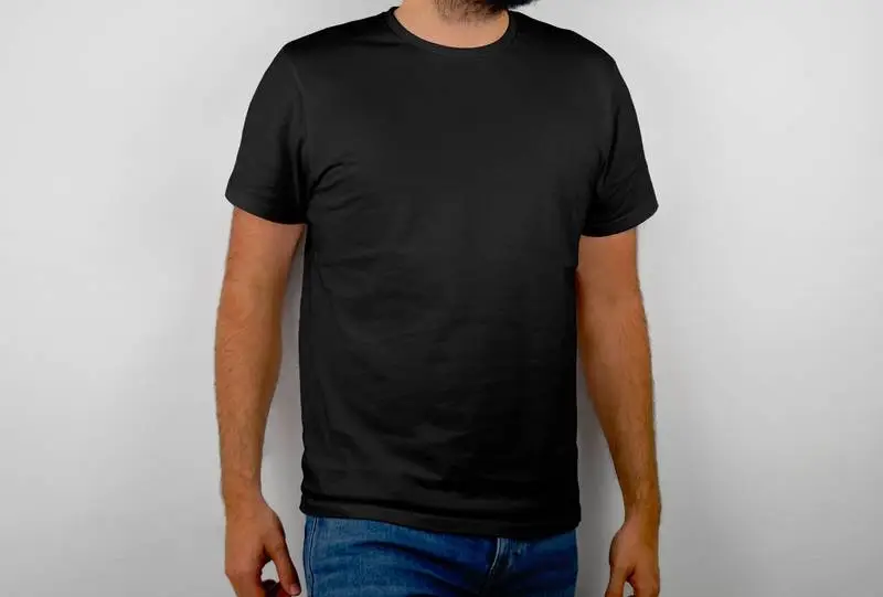 Photo of a Male Model Wearing Black T-shirt Photo