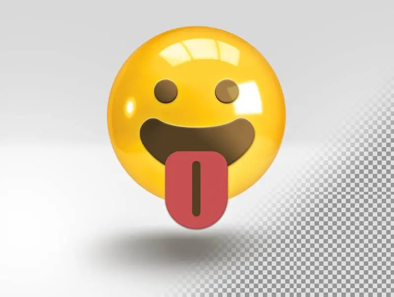 Realistic 3D Emoji with Funny Smile PNG