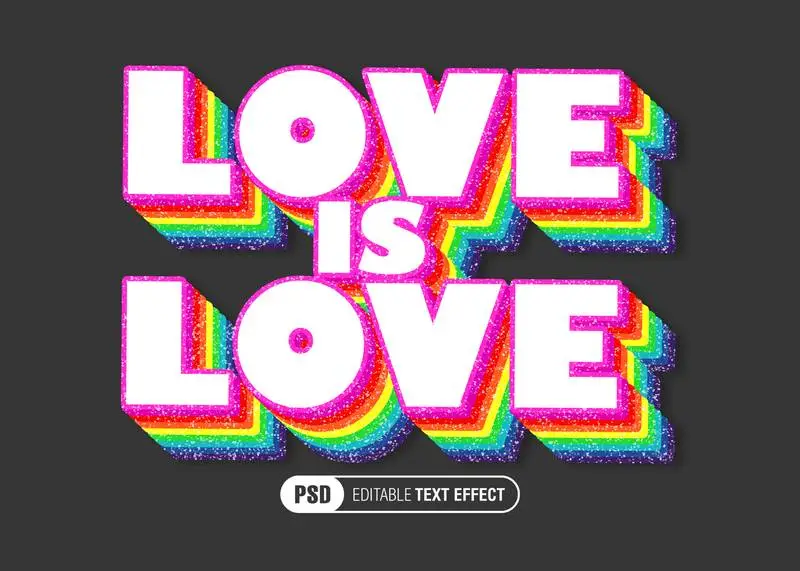 Editable Rainbow and Glitter Layered Text Effect PSD