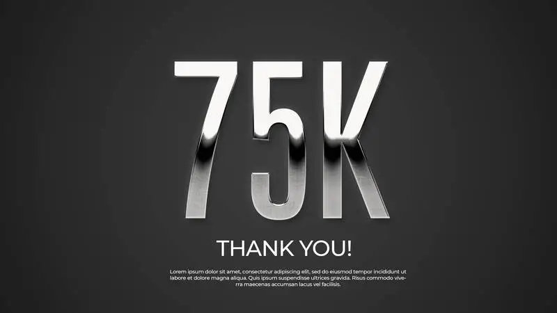 K Chrome-Plated Text on Black Background Tech
