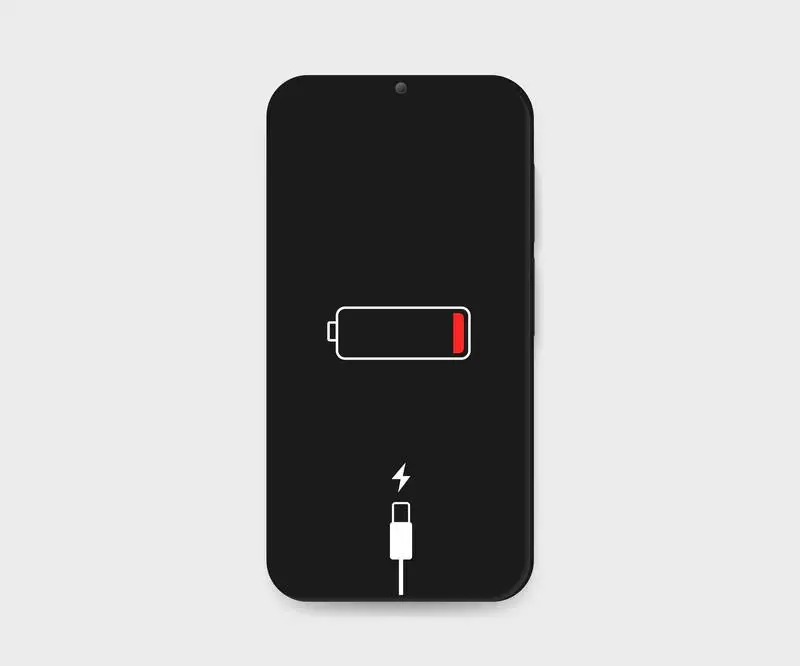 Banner with Phone Charging Black with Flat Icons Vector