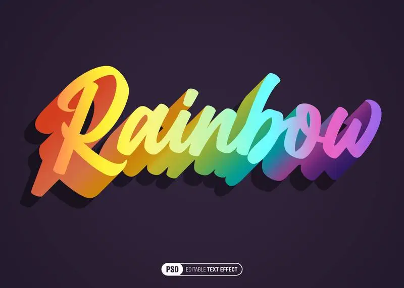 Editable Rainbow Text Effect PSD