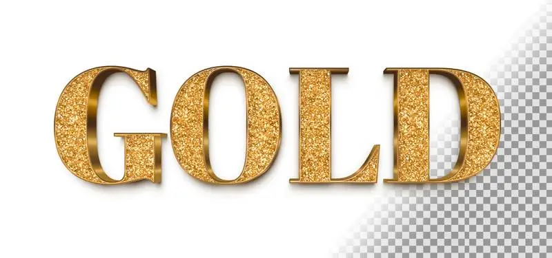 Banner with Gold Word Gold on a Background with Shadows PNG