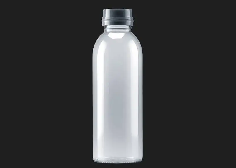 Simple White Thermic Bottle Isolated on a Dark Background Photo