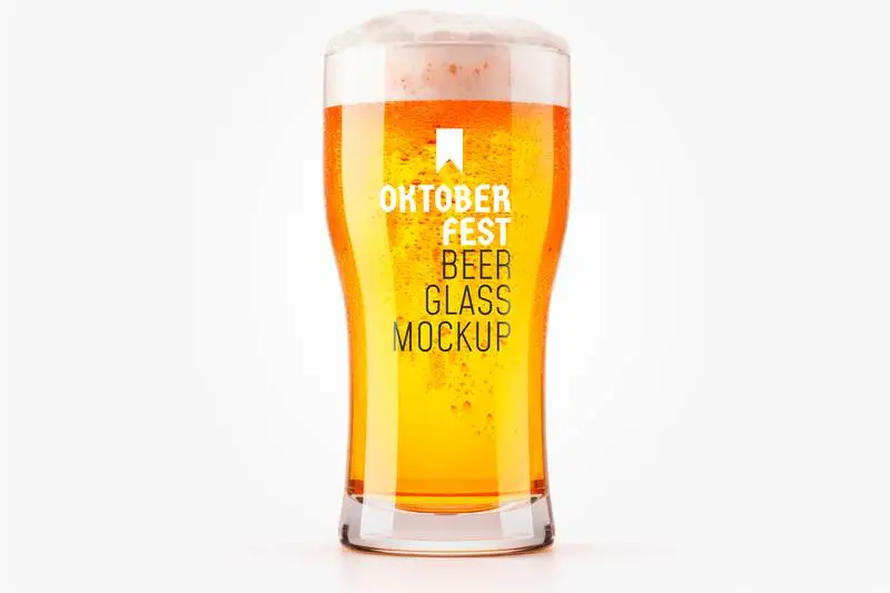 Oktoberfest Beer Glass Mockup on a White Background PSD