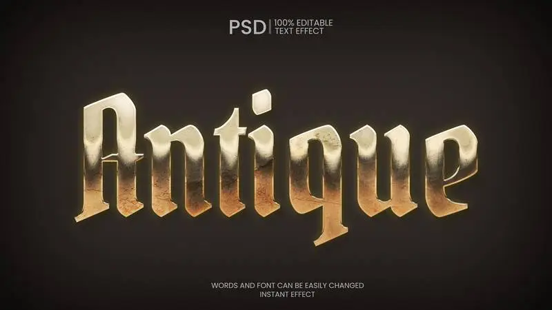Antique Gold Text Effect PSD